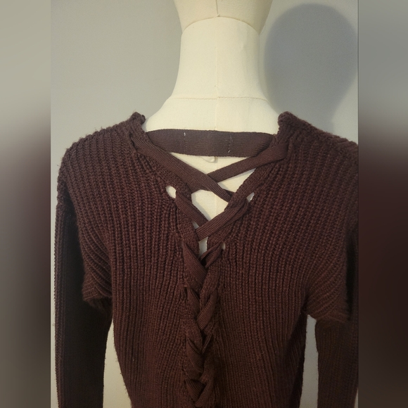 Burgandy Crossed Back Altard State Sweater Size S - Picture 4 of 6